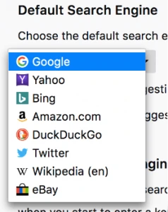Choose default, search